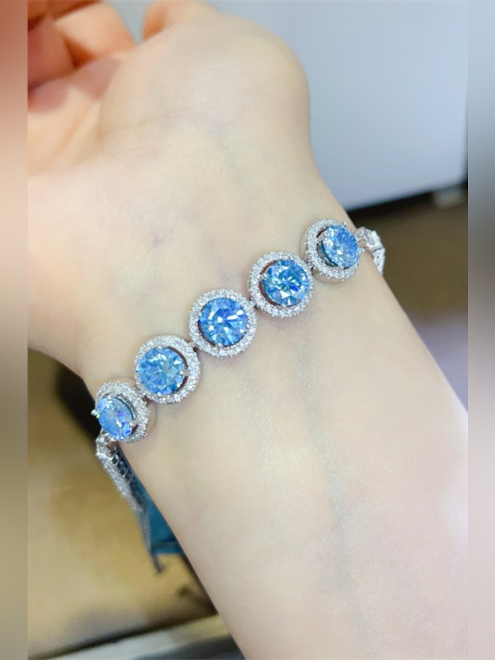 5 Carat Moissanite 925 Sterling Silver Bracelet